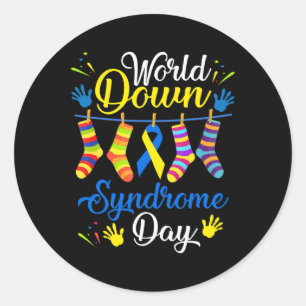 Down Syndrome Day Awareness Socks 21 März Runder Aufkleber