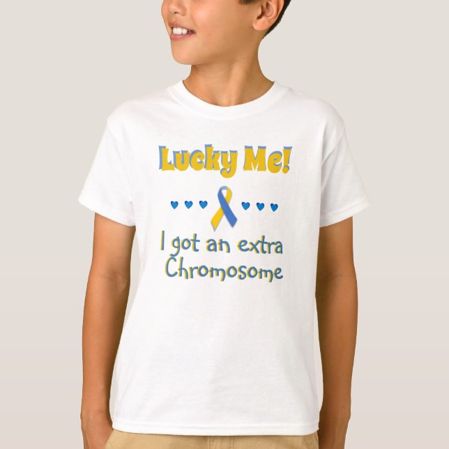 Down Syndrome Lucky Me! Extra-Chromosom - Herz T-Shirt (Vorderseite)