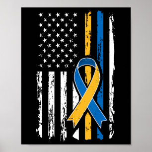 Down Syndrome Men Women Kinder amerikanische Flagg Poster