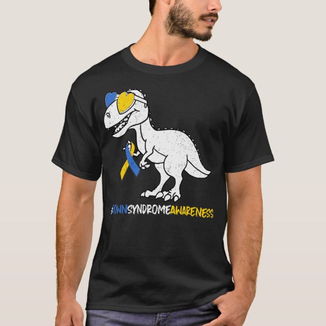 Down Syndrome T-rex Dinosaur Shirt, Boys Kids Tris T-Shirt (Vorderseite)