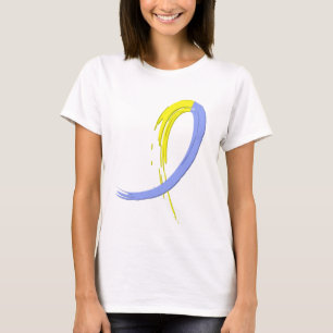 Down-Syndroms blaues und gelbes Band A4 T-Shirt