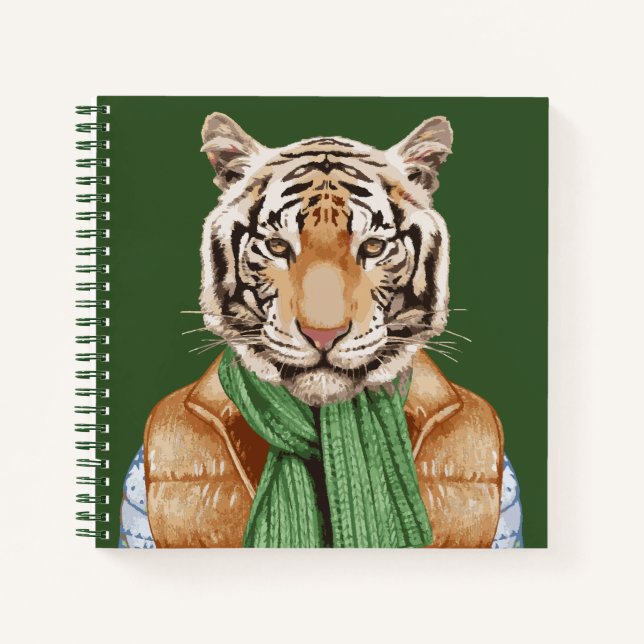 Down Vest Tiger Notizbuch (Vorderseite)