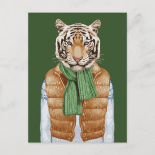 Down Vest Tiger Postkarte
