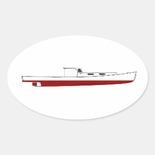 Downeast Maine Hummer-Boots-Farbillustration Ovaler Aufkleber