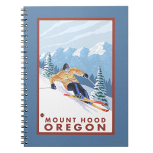 Downhhill Schnee-Skifahrer - Berg-Haube, Oregon Notizblock