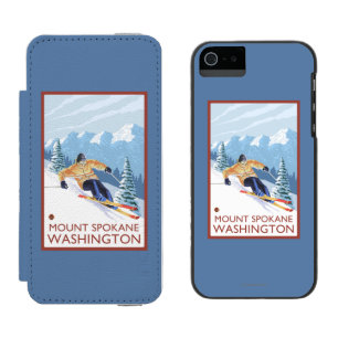 Downhhill Schnee-Skifahrer - Berg Spokane, Incipio Watson™ iPhone 5 Geldbörsen Hülle