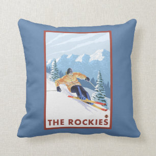 Downhhill Schnee-Skifahrer - die Rockies Kissen
