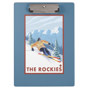 Downhhill Schnee-Skifahrer - die Rockies Klemmbrett