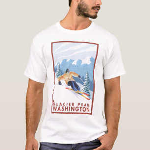 Downhhill Schnee-Skifahrer - Gletscher-Spitze, T-Shirt