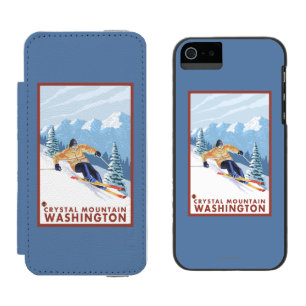 Downhhill Schnee-Skifahrer - Kristallberg, WA Incipio Watson™ iPhone 5 Geldbörsen Hülle