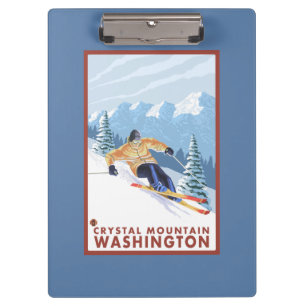 Downhhill Schnee-Skifahrer - Kristallberg, WA Klemmbrett