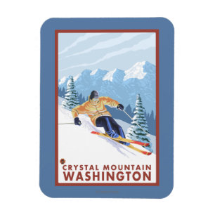 Downhhill Schnee-Skifahrer - Kristallberg, WA Magnet