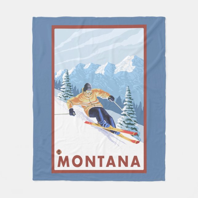 Downhhill Schnee-Skifahrer - Montana Fleecedecke (Vorderseite)