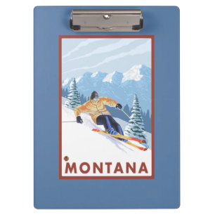 Downhhill Schnee-Skifahrer - Montana Klemmbrett