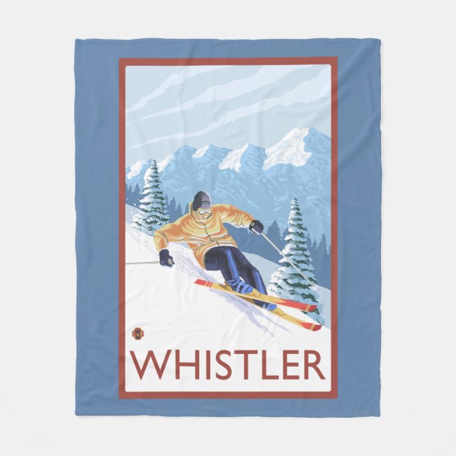 Downhhill Schnee-Skifahrer - Pfeifer, BC Kanada Fleecedecke (Vorderseite)