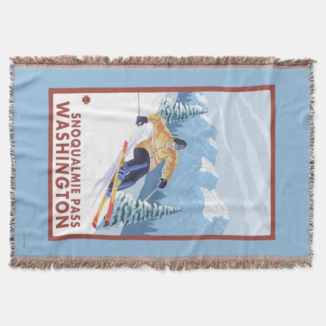 Downhhill Schnee-Skifahrer - Snoqualmie Durchlauf, Decke (Vorderseite)