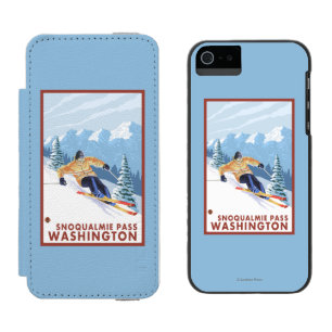 Downhhill Schnee-Skifahrer - Snoqualmie Durchlauf, Incipio Watson™ iPhone 5 Geldbörsen Hülle