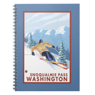 Downhhill Schnee-Skifahrer - Snoqualmie Durchlauf, Notizblock