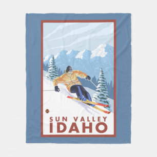 Downhhill Schnee-Skifahrer - Sun Valley, Idaho Fleecedecke