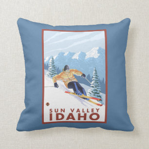 Downhhill Schnee-Skifahrer - Sun Valley, Idaho Kissen