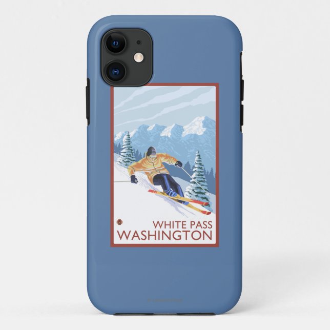 Downhhill Schnee-Skifahrer - weißer Durchlauf, Case-Mate iPhone Hülle (Rückseite)