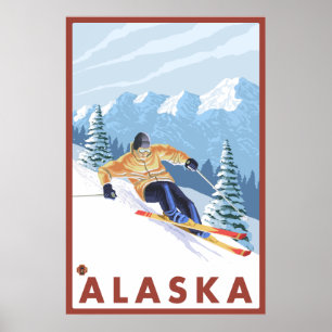 Downhhill Snow Skier - Alaska Poster
