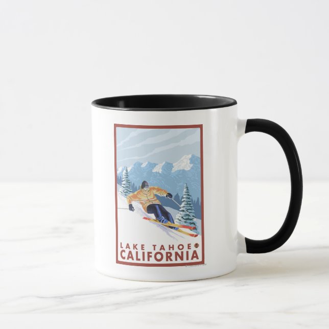 Downhhill Snow Skier - Lake Tahoe, Kalifornien Tasse (Rechts)