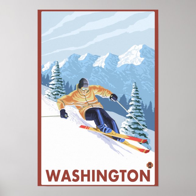 Downhhill Snow Skier - Washington Poster (Vorne)