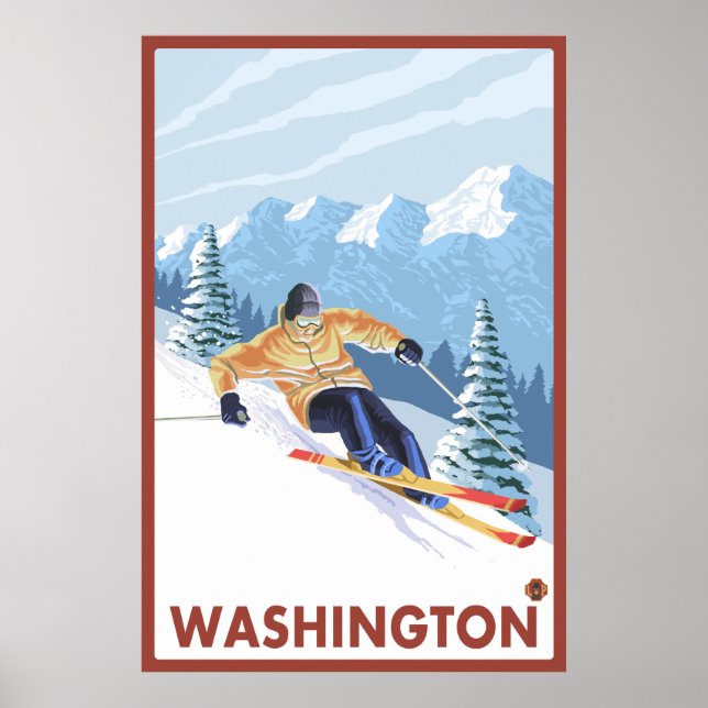 Downhhill Snow Skier - Washington Poster (Vorne)
