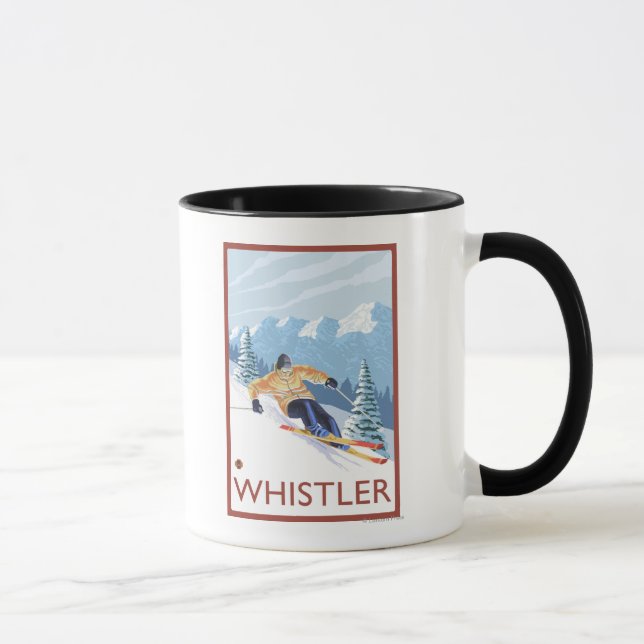 Downhhill Snow Skier - Whistler, BC Kanada Tasse (Rechts)