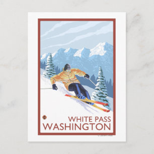 Downhhill Snow Skier - White Pass, Washington Postkarte