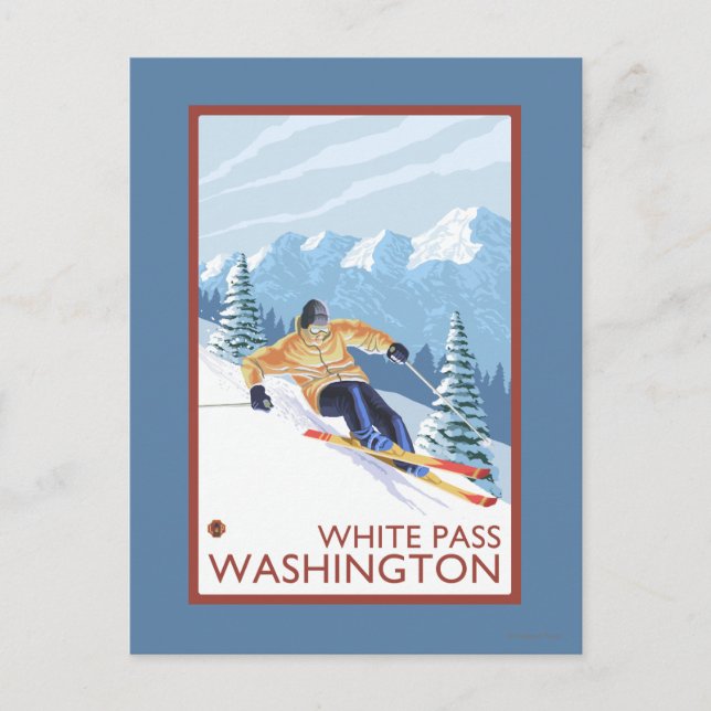 Downhhill Snow Skier - White Pass, Washington Postkarte (Vorderseite)