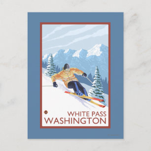 Downhhill Snow Skier - White Pass, Washington Postkarte