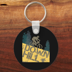 Downhill-Fahrer für Dirt und Fahrrad Vintage MTB Schlüsselanhänger