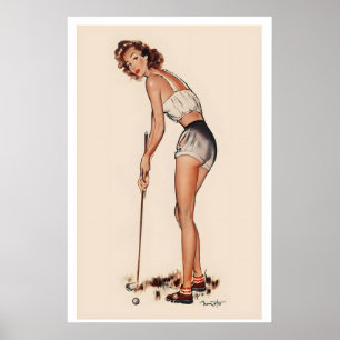 Downhill Follie Golf Sport Vintage-Werbung Poster