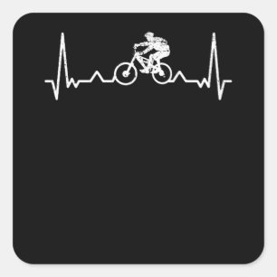 Downhill Heartbeat Mountain Biker Funny Geschenk Quadratischer Aufkleber