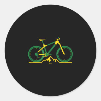 Downhill mountain bike in bright green and yellow runder aufkleber