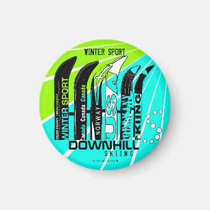 Downhill Ski Champions Snowblade CA Round Magnet