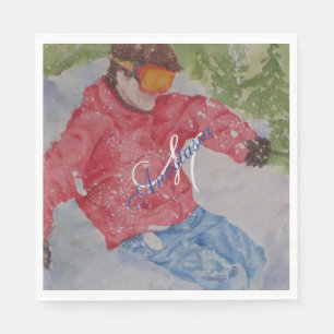 DOWNHILL SKI PARTY MONOGRAM SERVIETTE