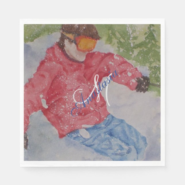 DOWNHILL SKI PARTY MONOGRAM SERVIETTE (Vorderseite)