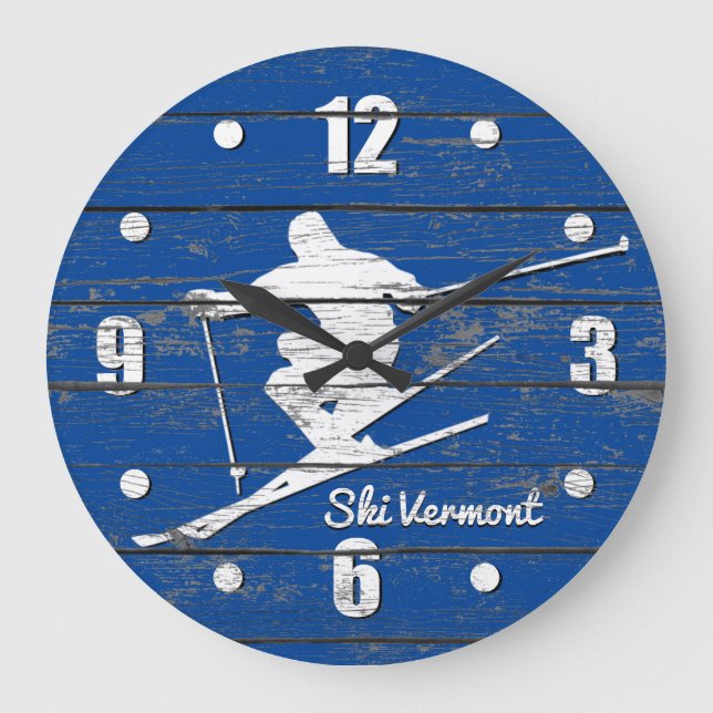 Downhill Ski Personalize Large Clock Große Wanduhr (Vorderseite)