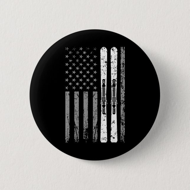 Downhill Ski Team 4. Juli US-amerikanische Flag Sk Button (Vorderseite)
