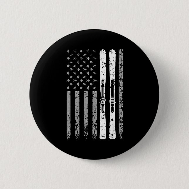 Downhill ski team 4th of july usa american flag button (Vorderseite)