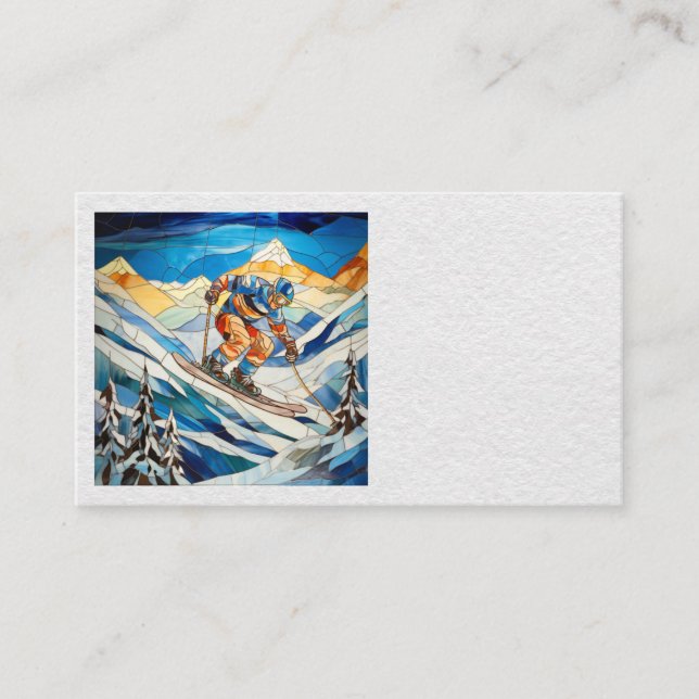 Downhill Skier Business Cards Visitenkarte (Vorderseite)