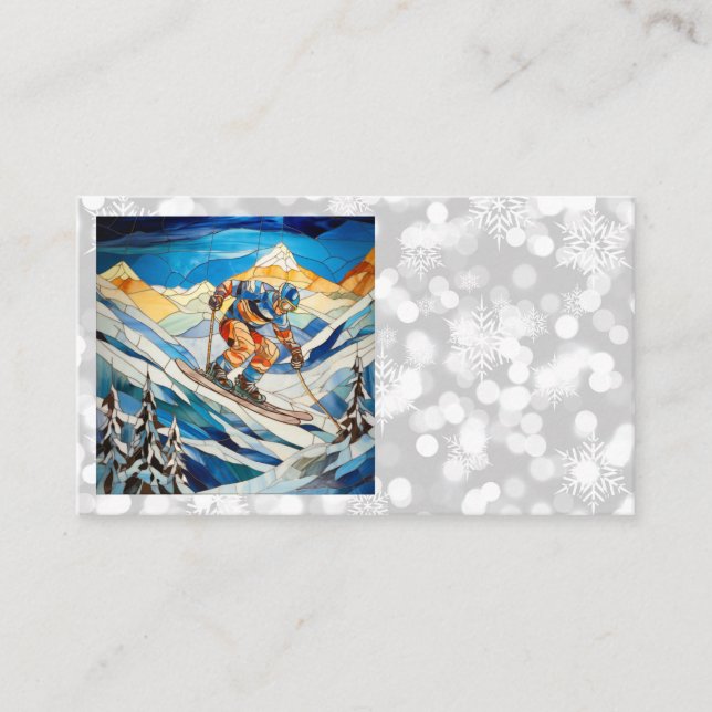 Downhill Skier Business Cards Visitenkarte (Vorderseite)