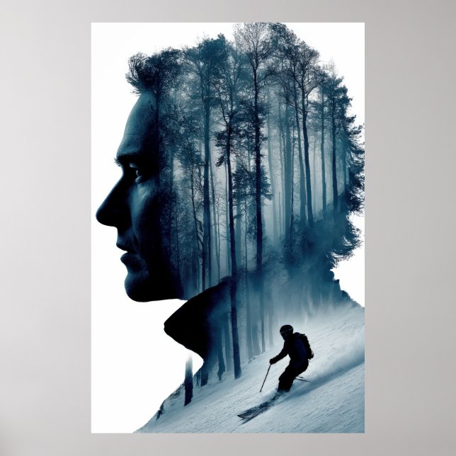 Downhill Skier Double Exposure Poster (Vorne)