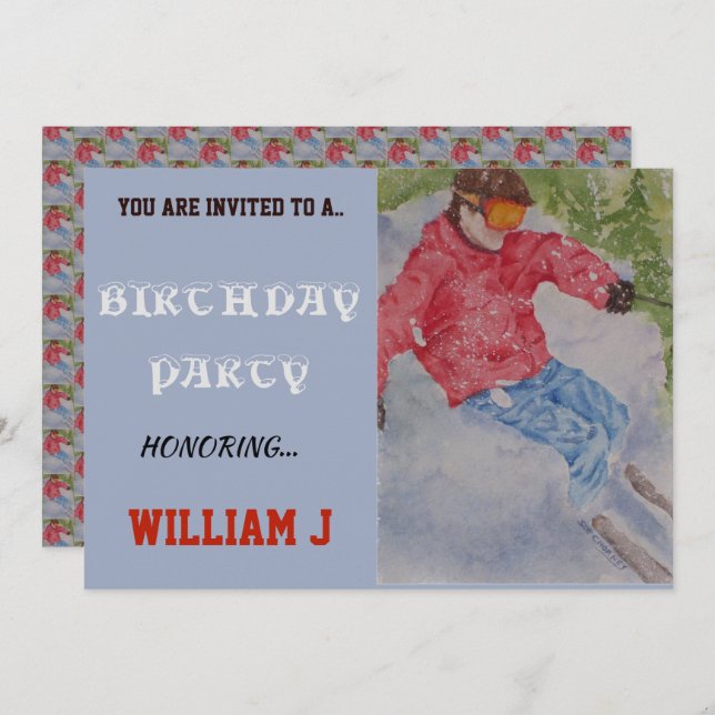 DOWNHILL SKIER INVITE EINLADUNG (Vorne/Hinten)