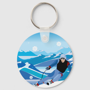 Downhill Skier Keychain Schlüsselanhänger