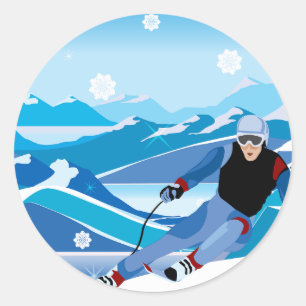 Downhill Skier Stickers