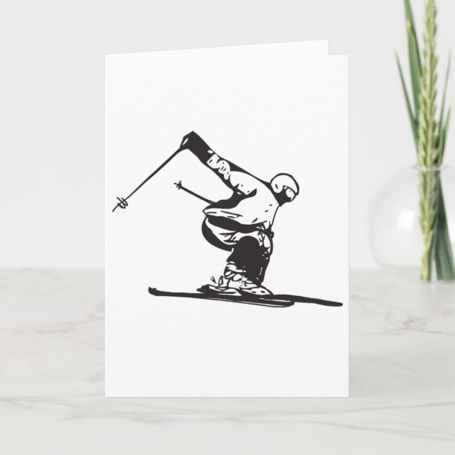 Downhill Skiing Skier  Karte (Vorderseite)